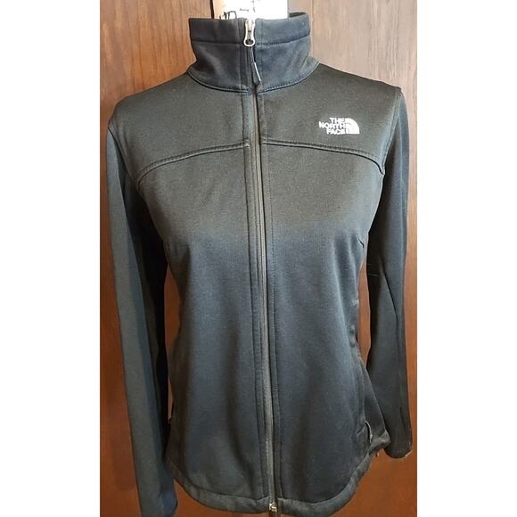 The North Face Womens Medium Soft Shell Softshell Black Jacket Windwall Full Zip - Picture 2 of 7